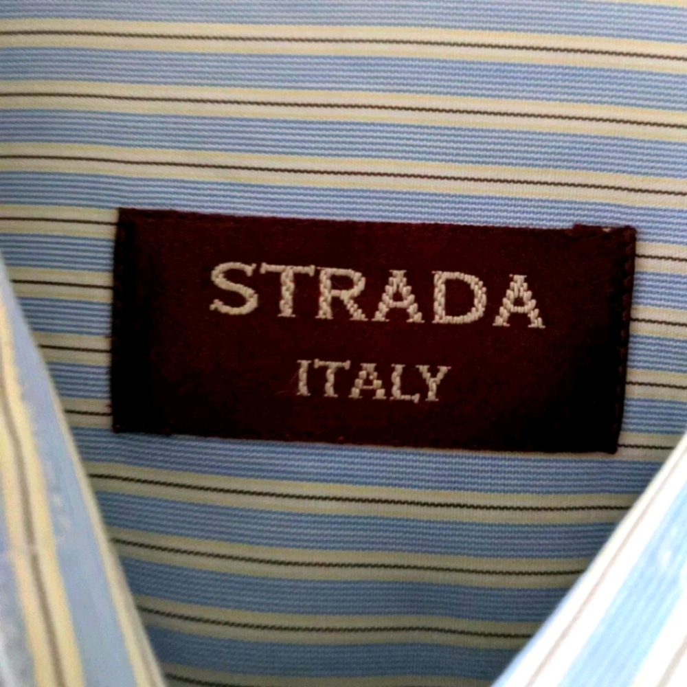 Strada Italy Men's Dress Shirt French Cuffs Blue S